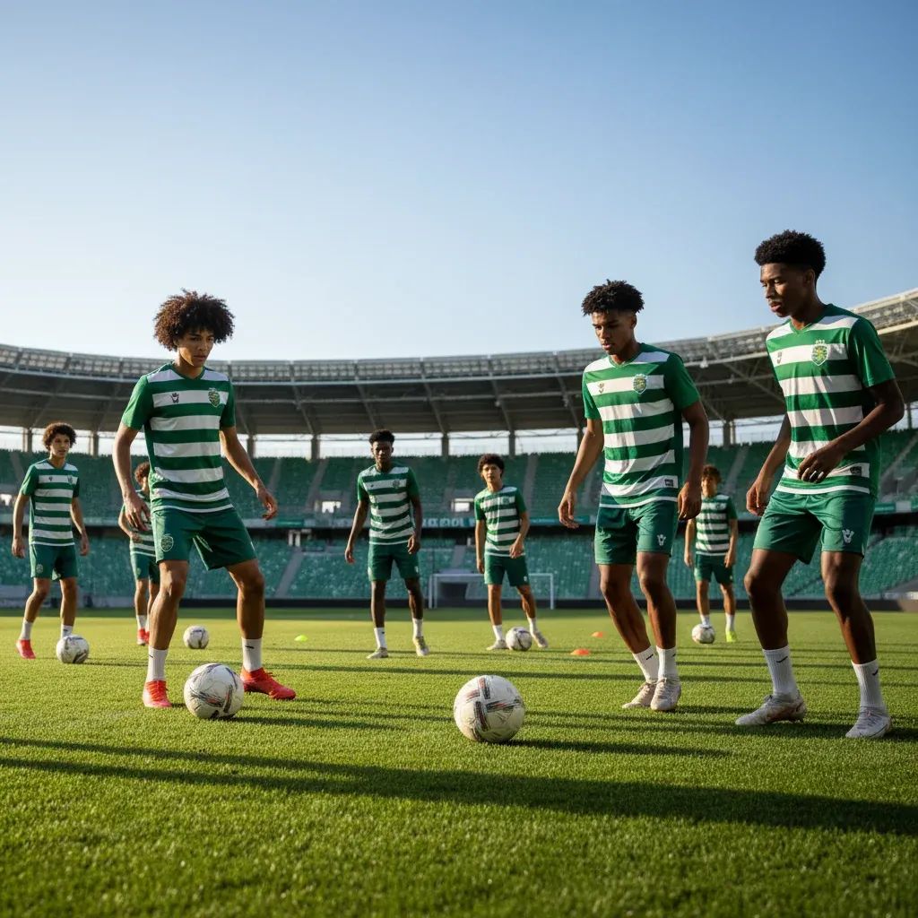 Young Sporting CP academy players training at José Alvalade during squad preparation