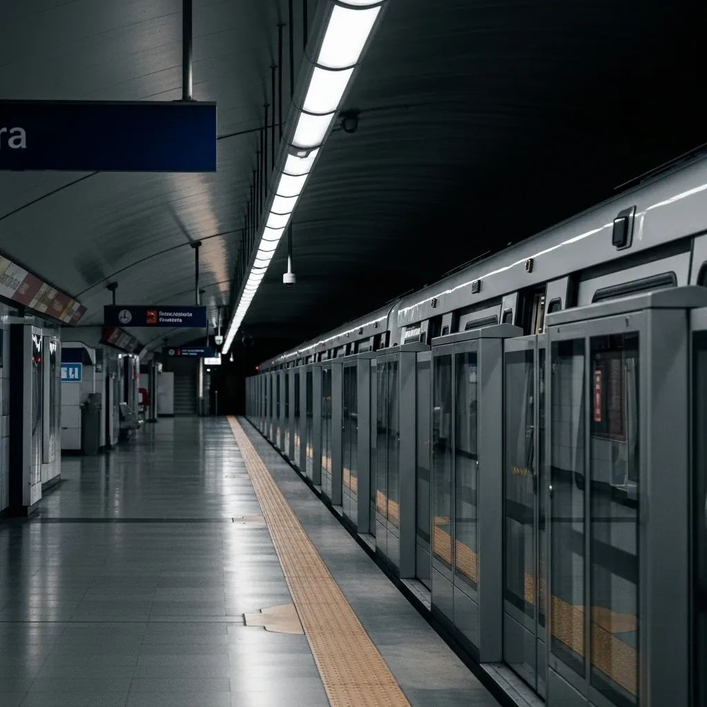 Empty Portugal metro platform during potential transport strike disruption
