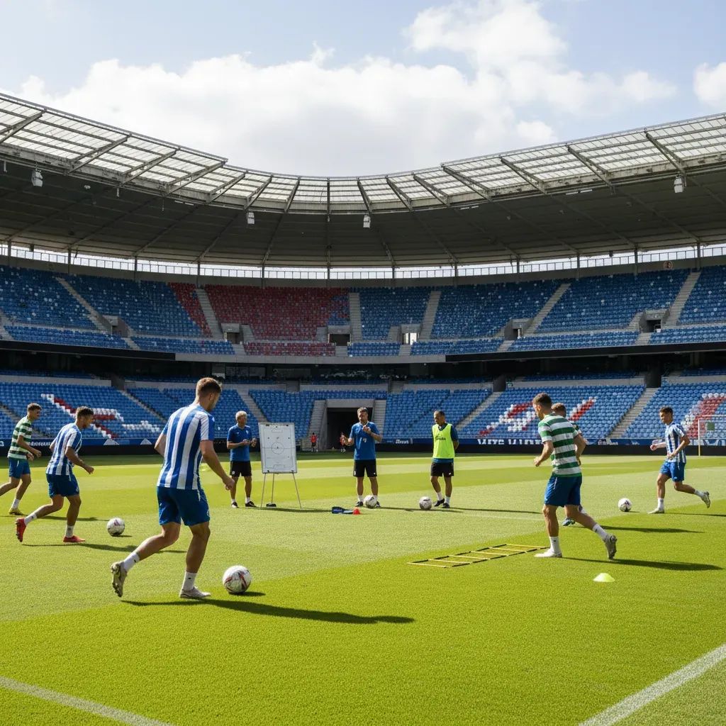 FC Porto players training at facility with tactical coaching setup visible