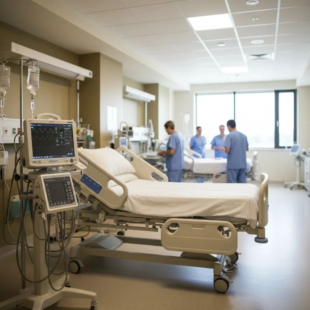 Modern hospital maternity ward with medical equipment and professional healthcare setting