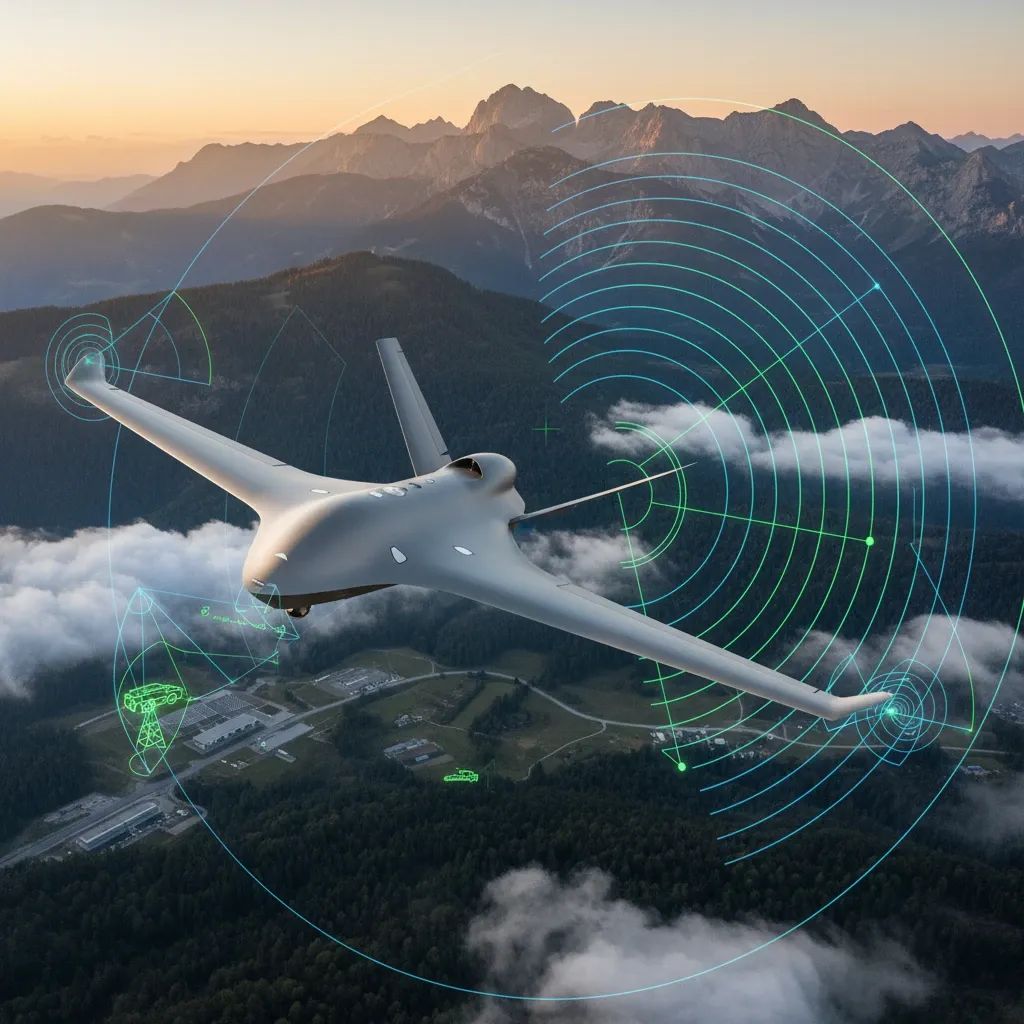 Advanced military drone in flight demonstrating electronic warfare detection capabilities