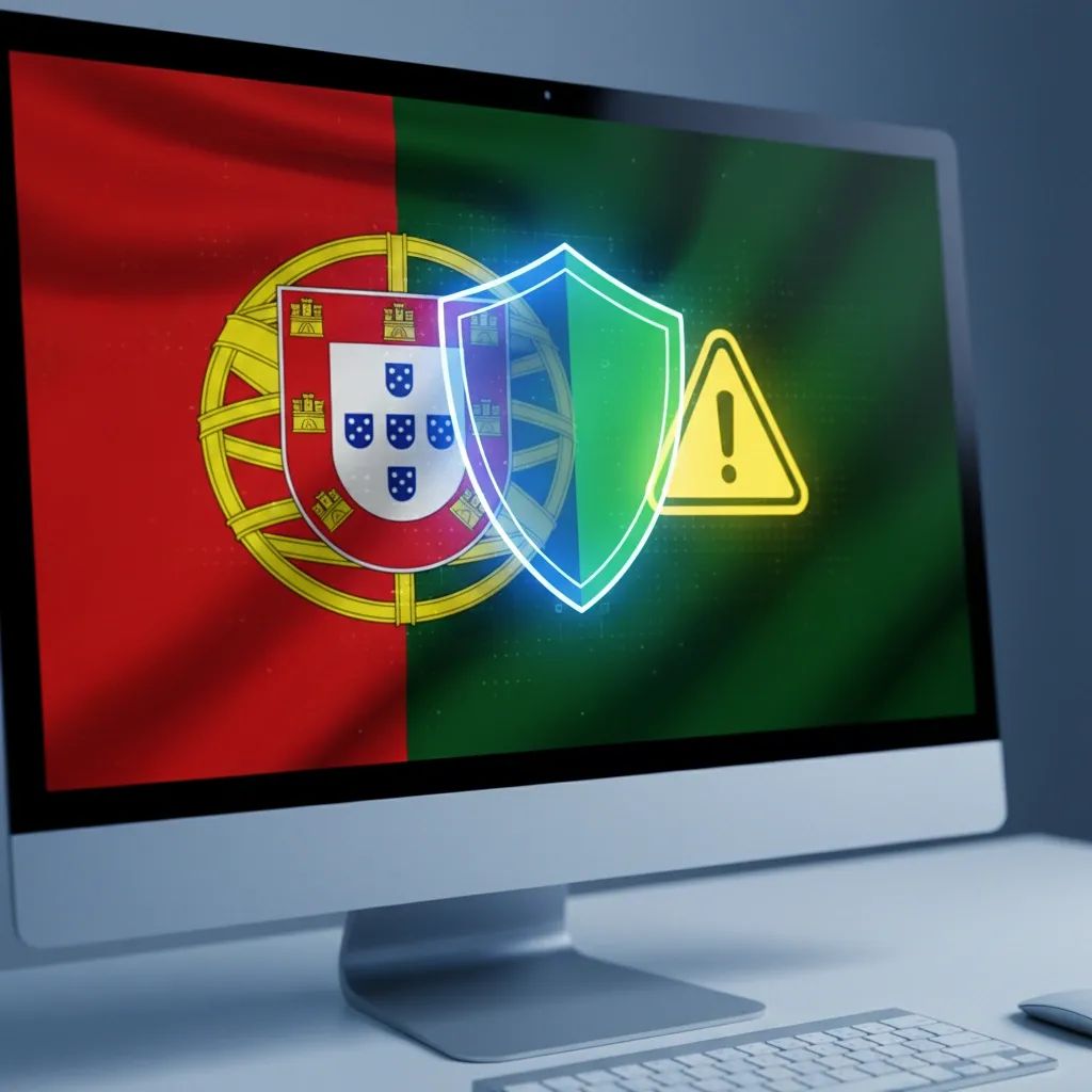 Digital security warning graphic with shield icon and alert symbol representing deepfake fraud prevention