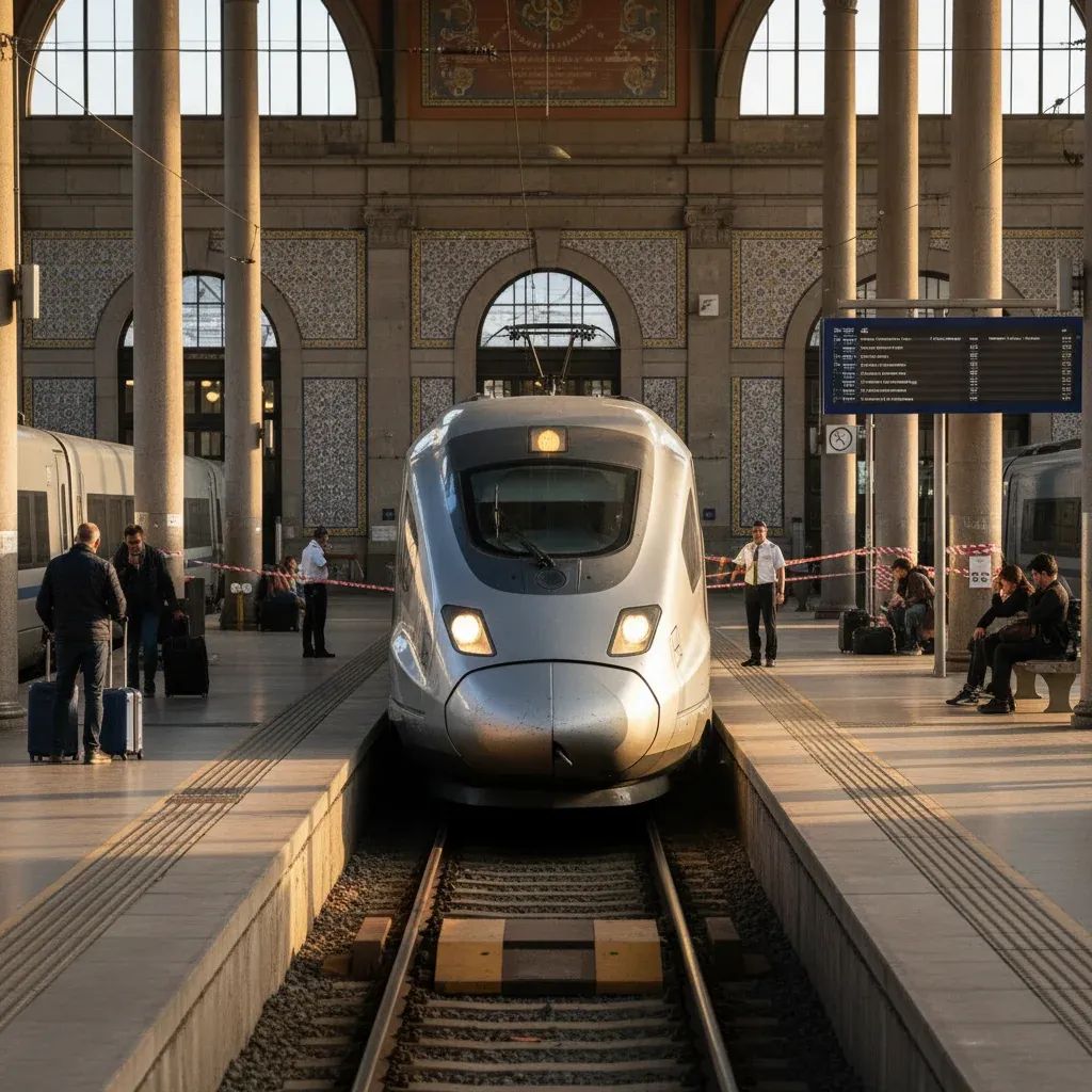 High-speed train paused at Spanish station platform amid ongoing rail strike delays