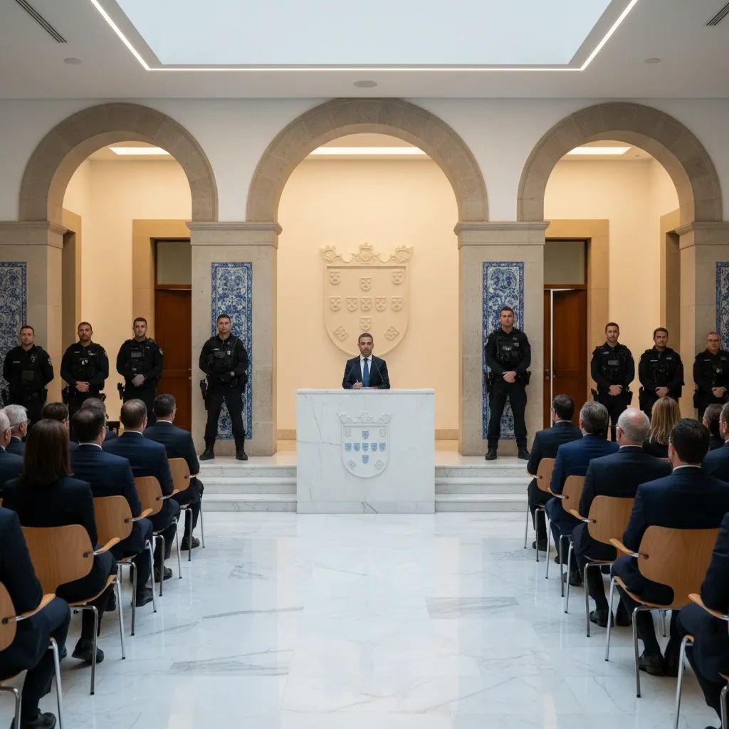 Portuguese government official at ministerial ceremony, security forces leadership transition