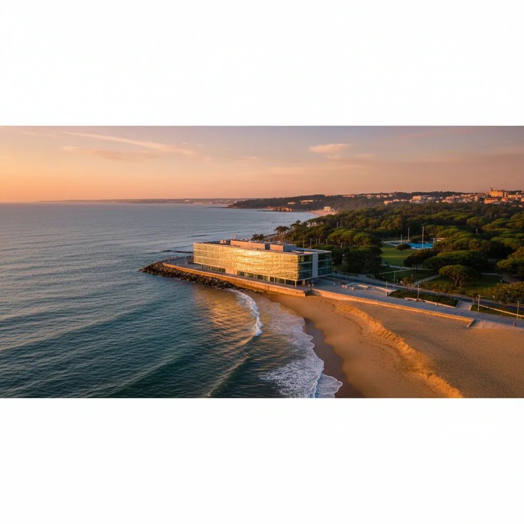 Porto's glass Edifício Transparente building overlooking Praia Internacional beach and Parque da Cidade park