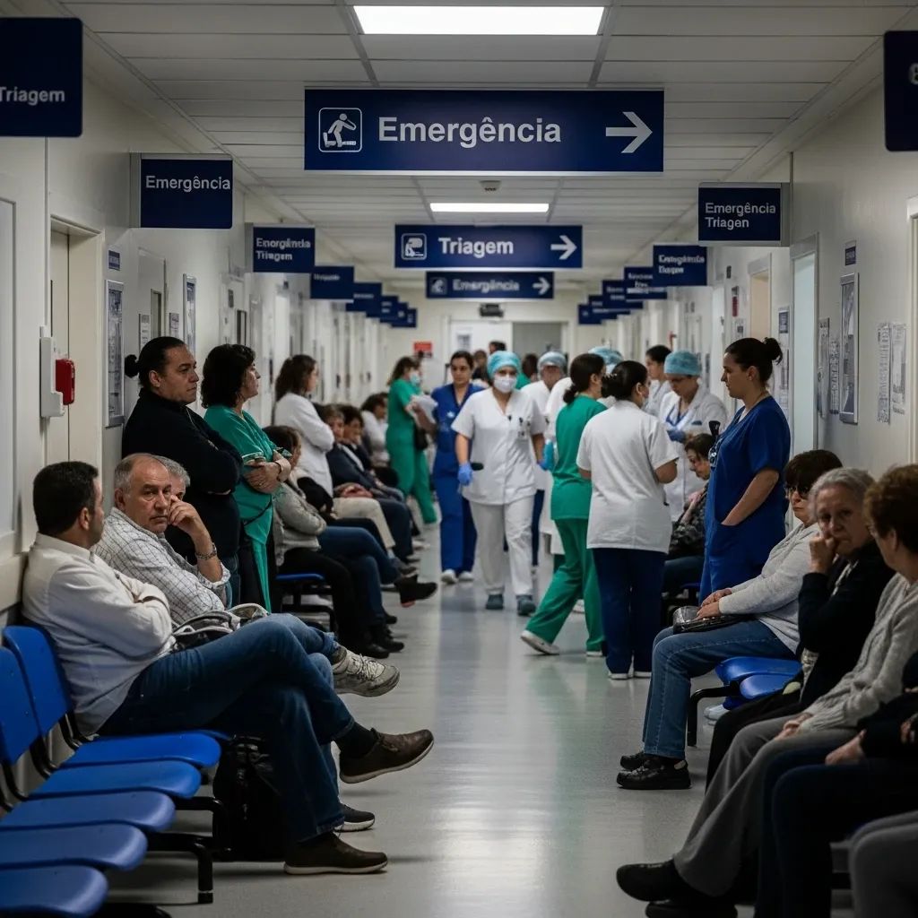 Hospital emergency corridor in Portugal with patients waiting for care