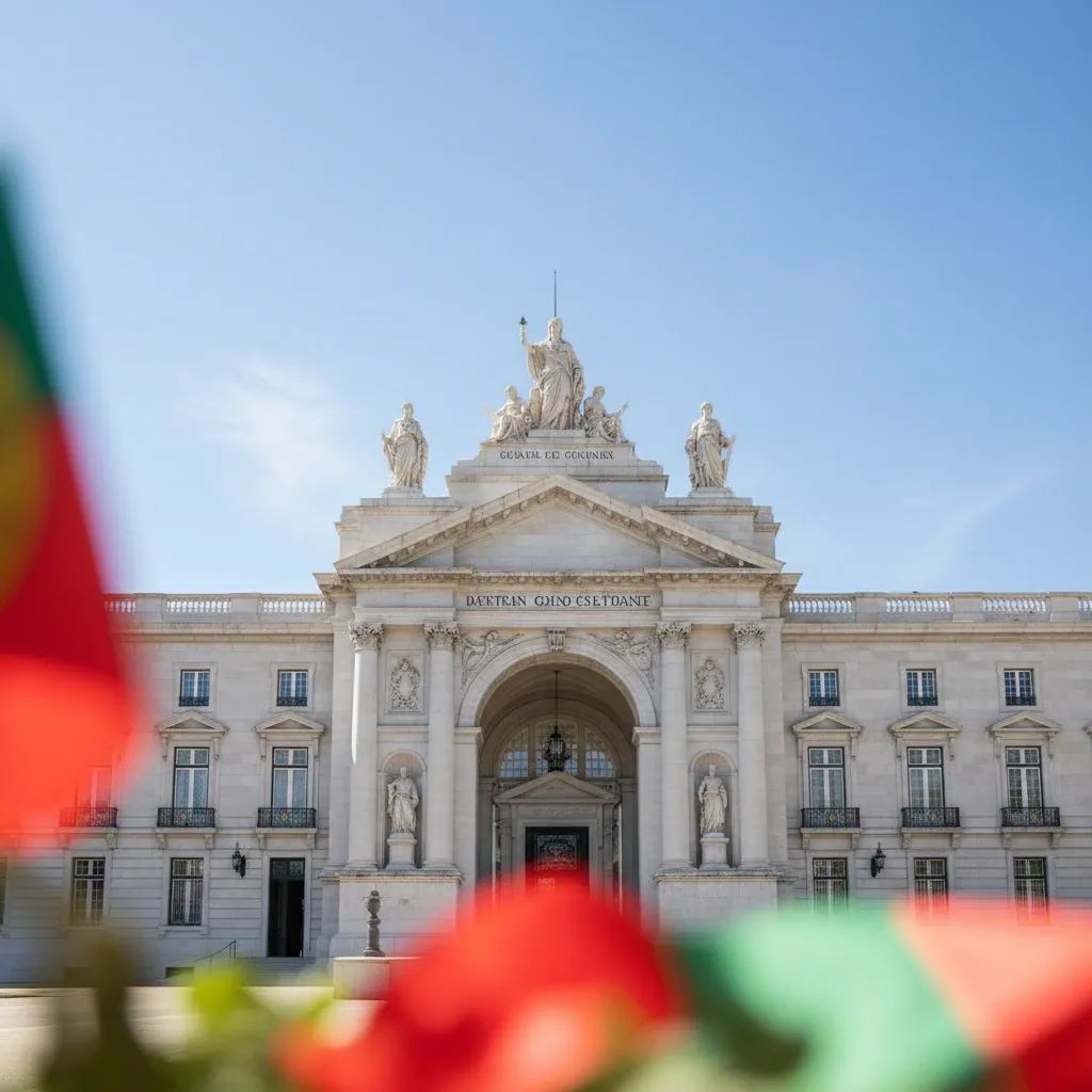 Exterior of Portuguese government building representing formal political consultations and legislative decision-making