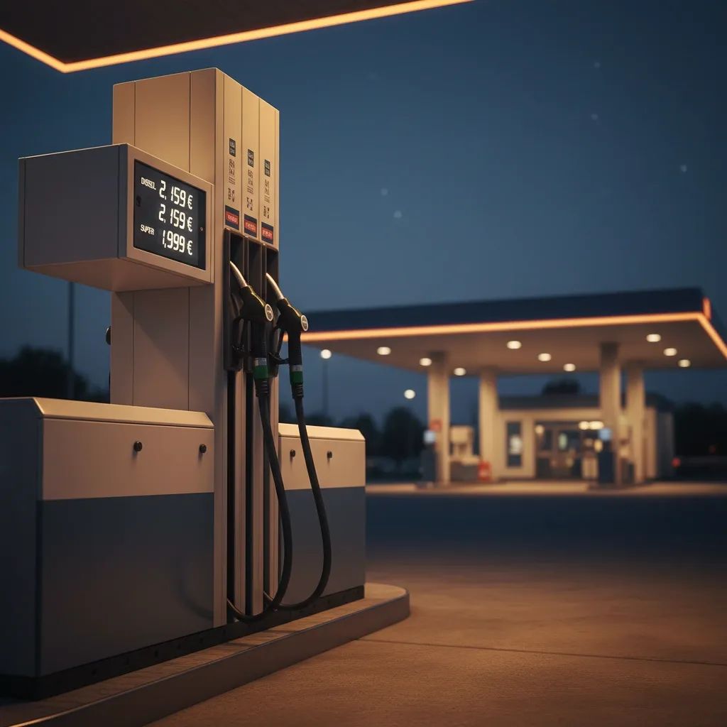 Gas pump display showing fuel price increase in euros