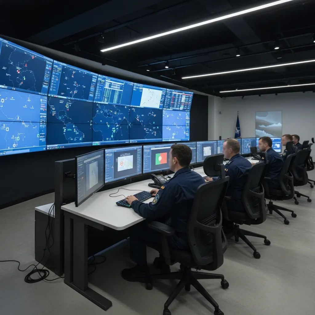 NATO command center monitoring Mediterranean naval exercise operations and strategic coordination