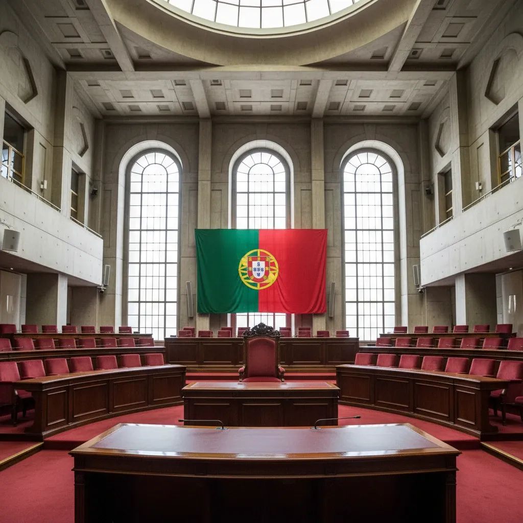 Empty ceremonial government seat in Portuguese parliament symbolizing Ombudsman vacancy