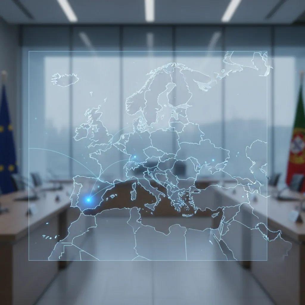 Map of Europe showing Portugal and Ukraine, representing diplomatic connections and European conflict impact