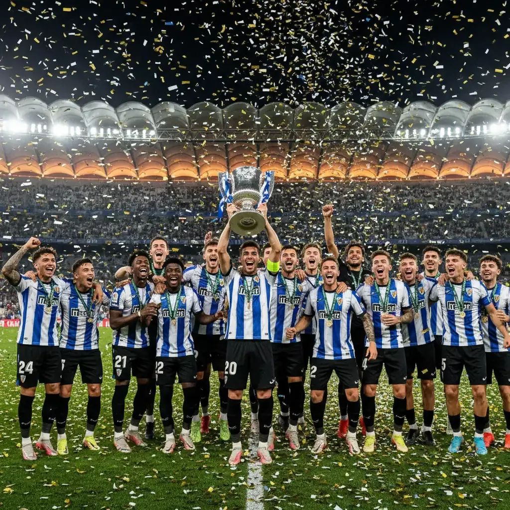 Real Sociedad players celebrate Copa del Rey trophy win with Gonçalo Guedes