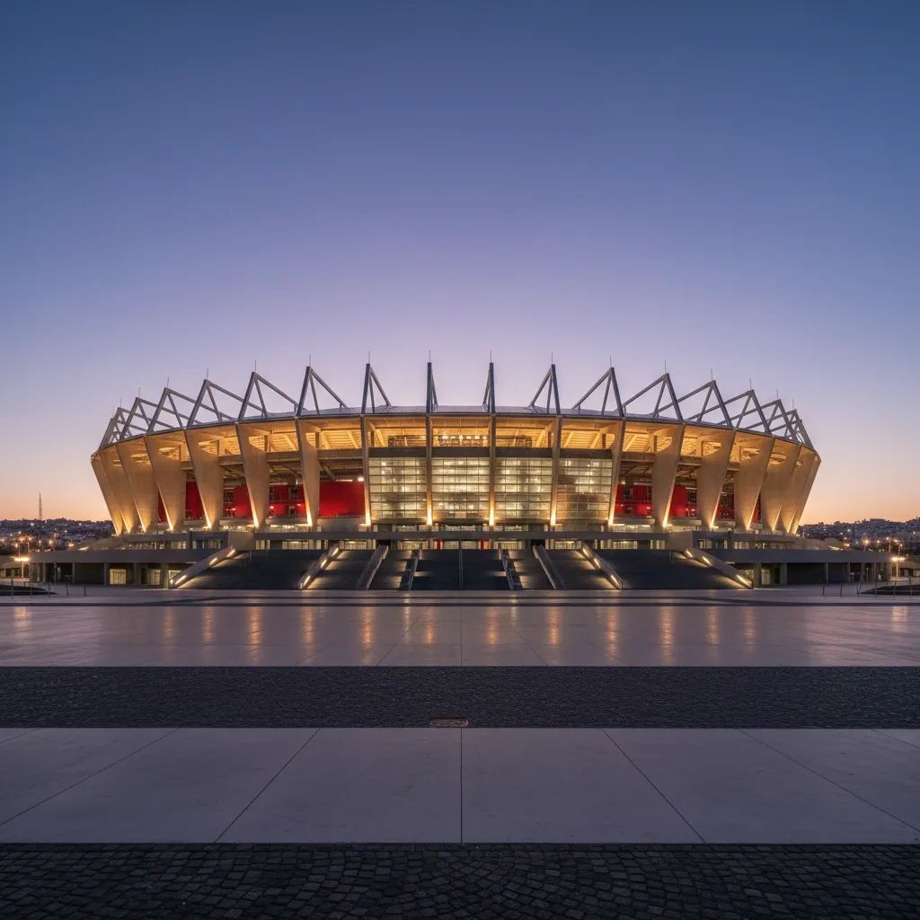Estádio da Luz, Benfica's main stadium in Lisbon, exterior evening view