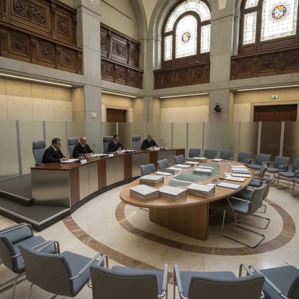 Portuguese parliament interior during judicial council appointment session, formal institutional setting