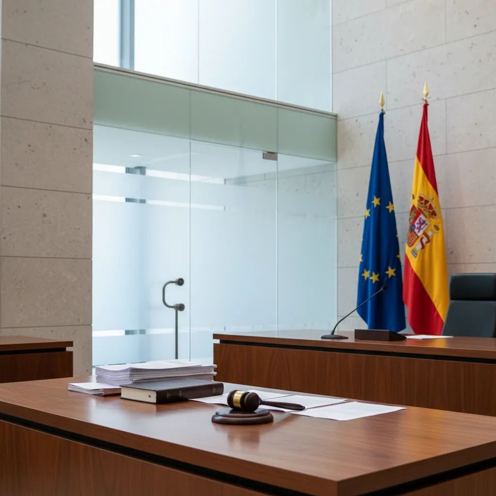 Spanish courthouse interior representing judicial proceedings and legal sentencing in Spain