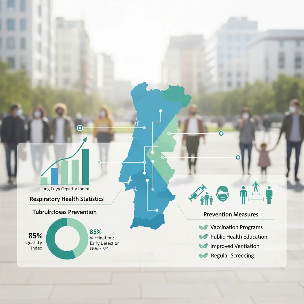 Healthcare visualization showing tuberculosis prevention and treatment resources for Portugal residents