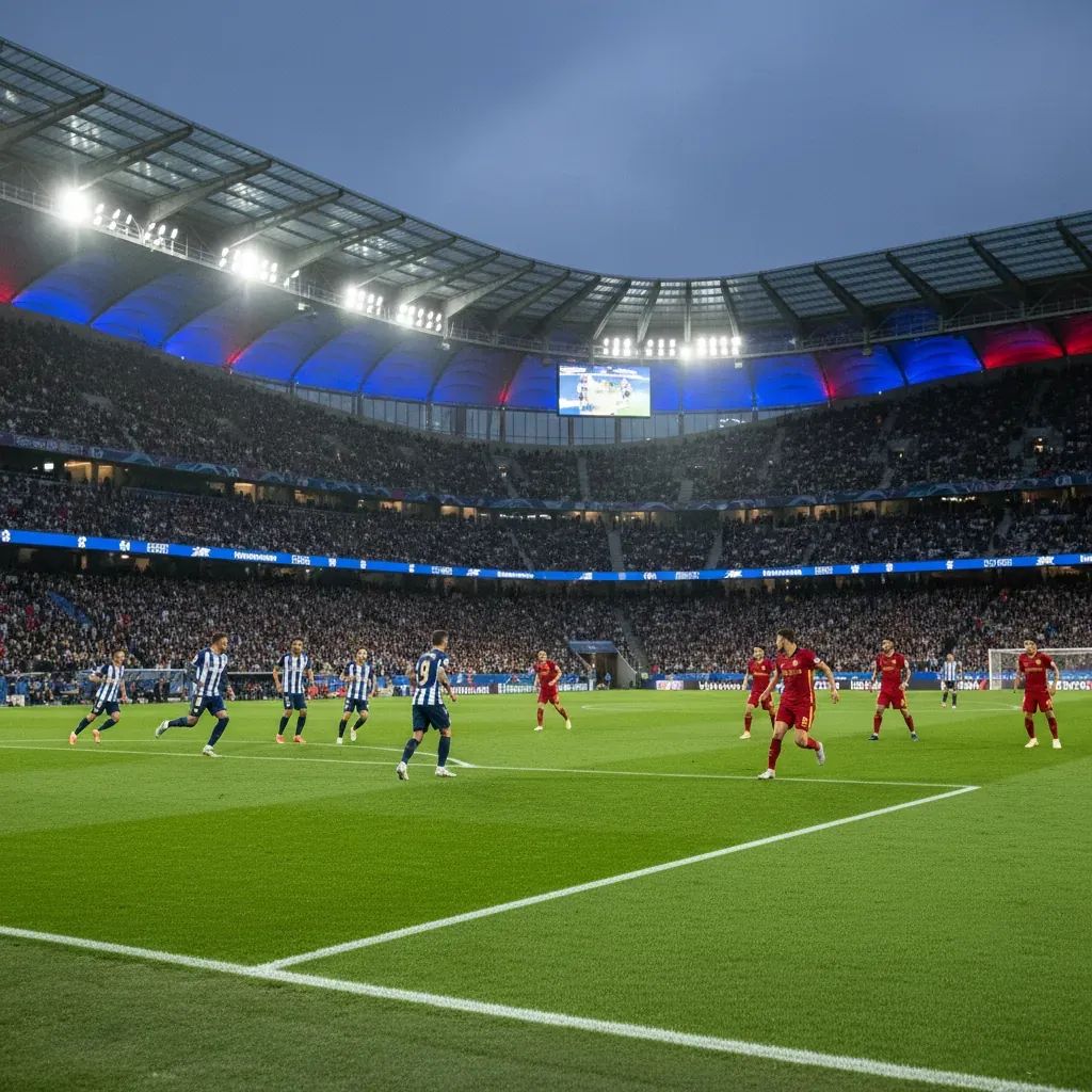 Football players from Sporting and FC Porto in tactical formation during Portugal Cup semi-final match at stadium