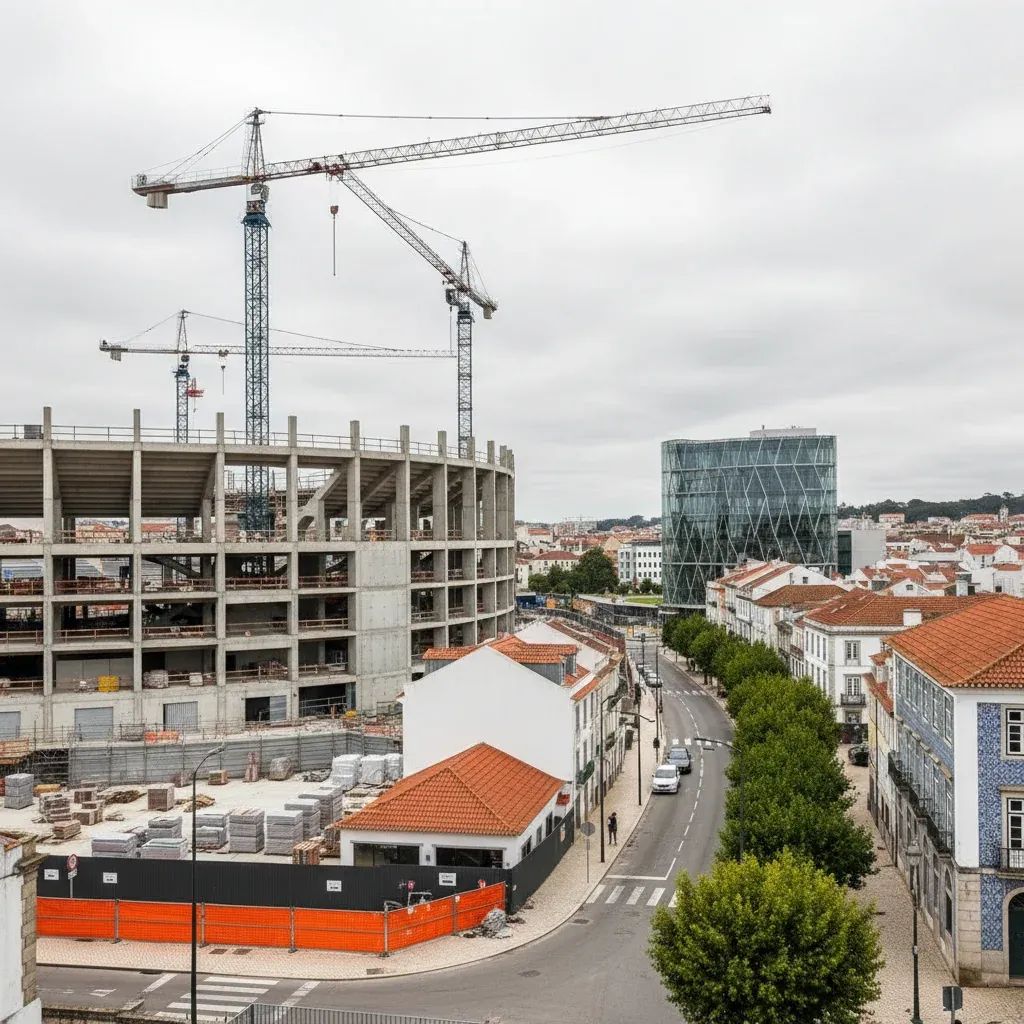 Modern football stadium with construction and cranes, symbolizing World Cup infrastructure spending and anti-corruption oversight
