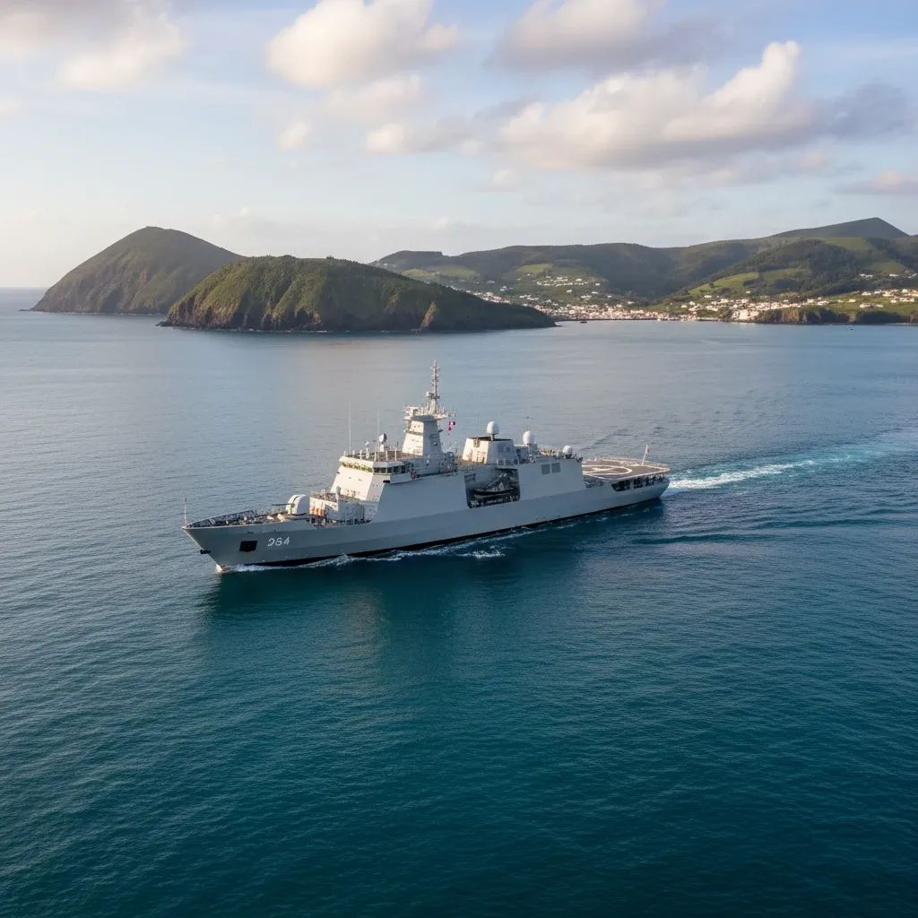 Portuguese Navy patrol vessel NRP Mondego in Azores coastal waters