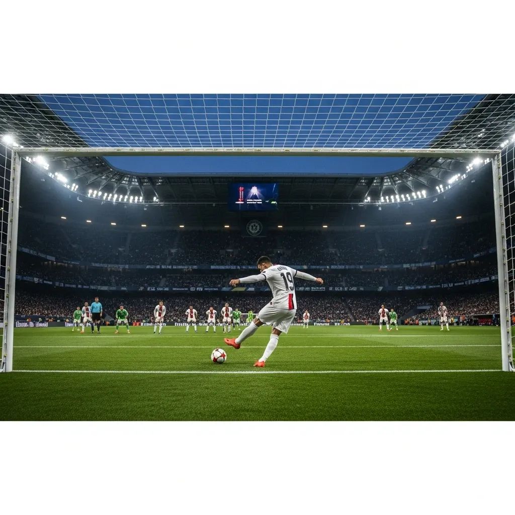 Player taking a penalty kick at Estádio da Luz stadium during a Benfica Primeira Liga match