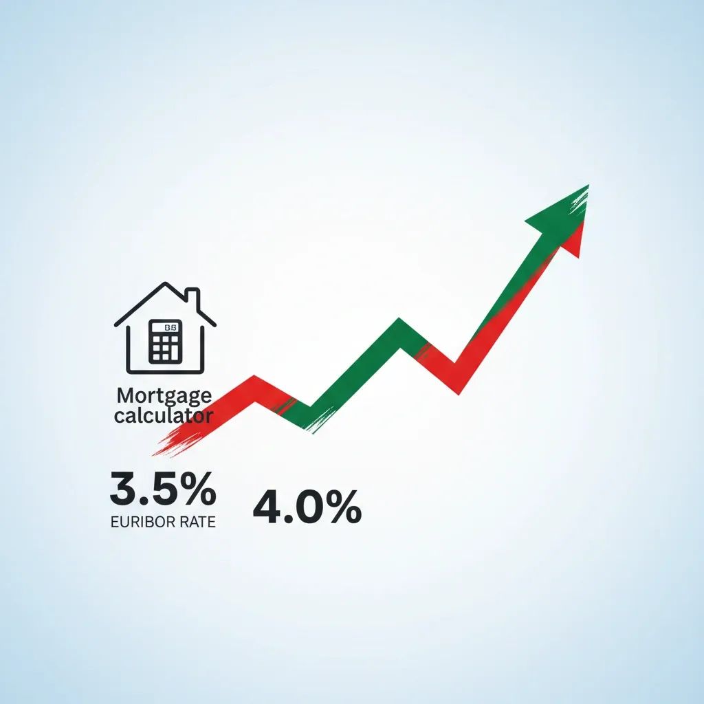 Financial chart showing inflation trends with Portugal mortgage and Euribor rate data visualization
