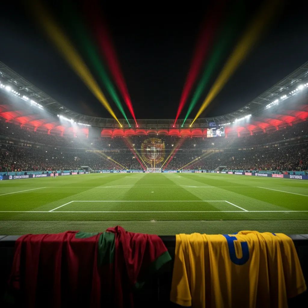 European football match atmosphere at Portuguese stadium with crowd and players on field