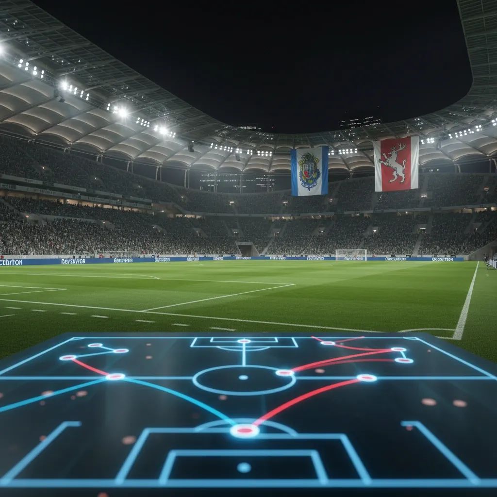 European football stadium with floodlights for Porto vs Stuttgart Europa League match