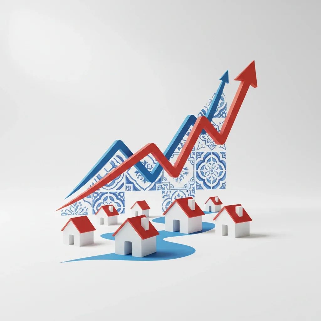 Financial market graph showing rising interest rate trends with Portuguese economic context
