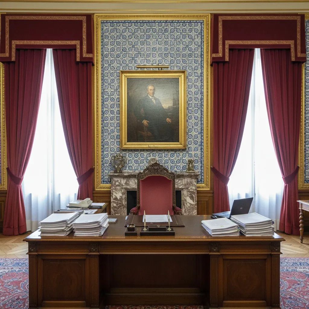 Modern Portuguese government ministerial office interior with formal professional setting