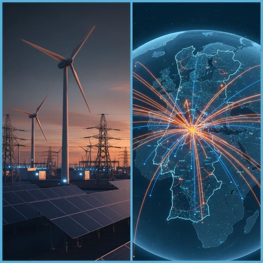 Energy infrastructure and Portugal map showing LNG supply disruption impact on the nation